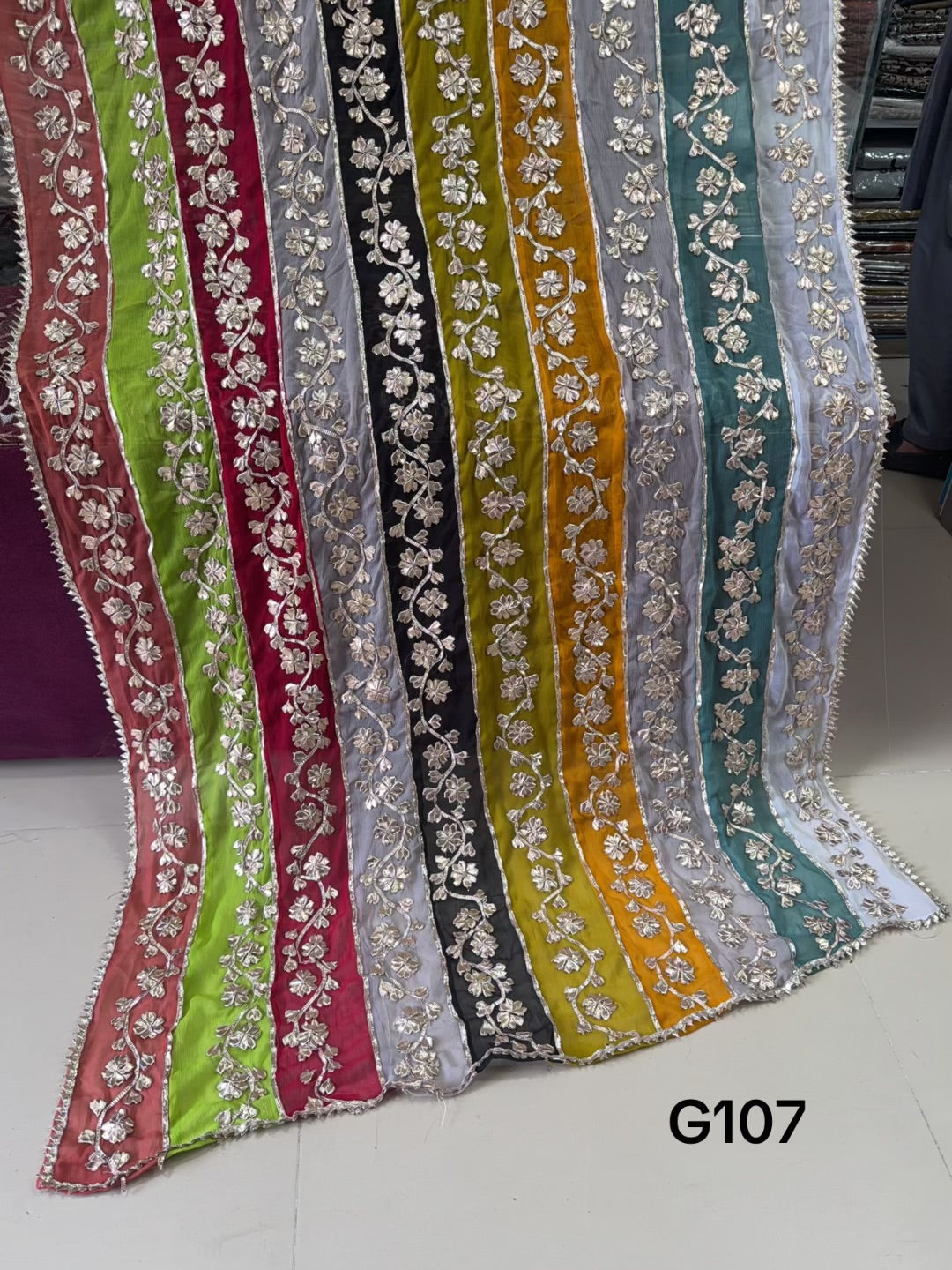 Crinkle Chiffon Multi Color Gota Work Dupatta | G107
