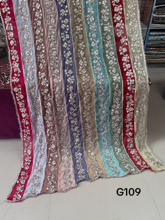Crinkle Chiffon Multi Color Gota Work Dupatta | G109