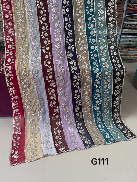 Crinkle Chiffon Multi Color Gota Work Dupatta | G111