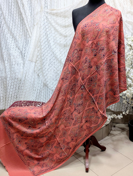 Pashmina Stole | Print and Embroidery in Sale Price Perfect for Gifts | Pink