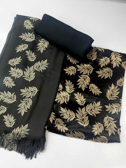 China Pati Suit With Wool Shawl | Pure China Pati Silk | Perfect Material Gift Article
