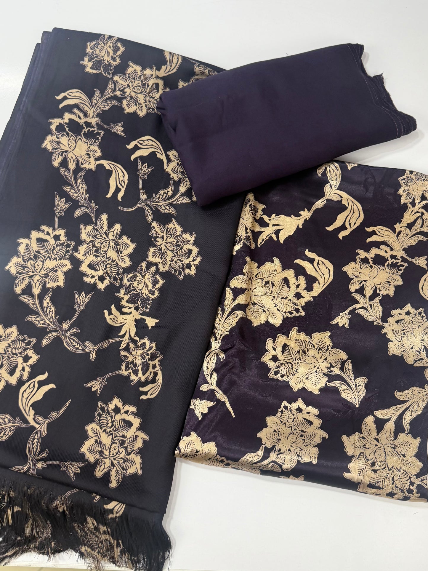 China Pati Suit With Wool Shawl | Pure China Pati Silk | Perfect Material Gift Article