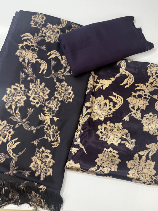 China Pati Suit With Wool Shawl | Pure China Pati Silk | Perfect Material Gift Article