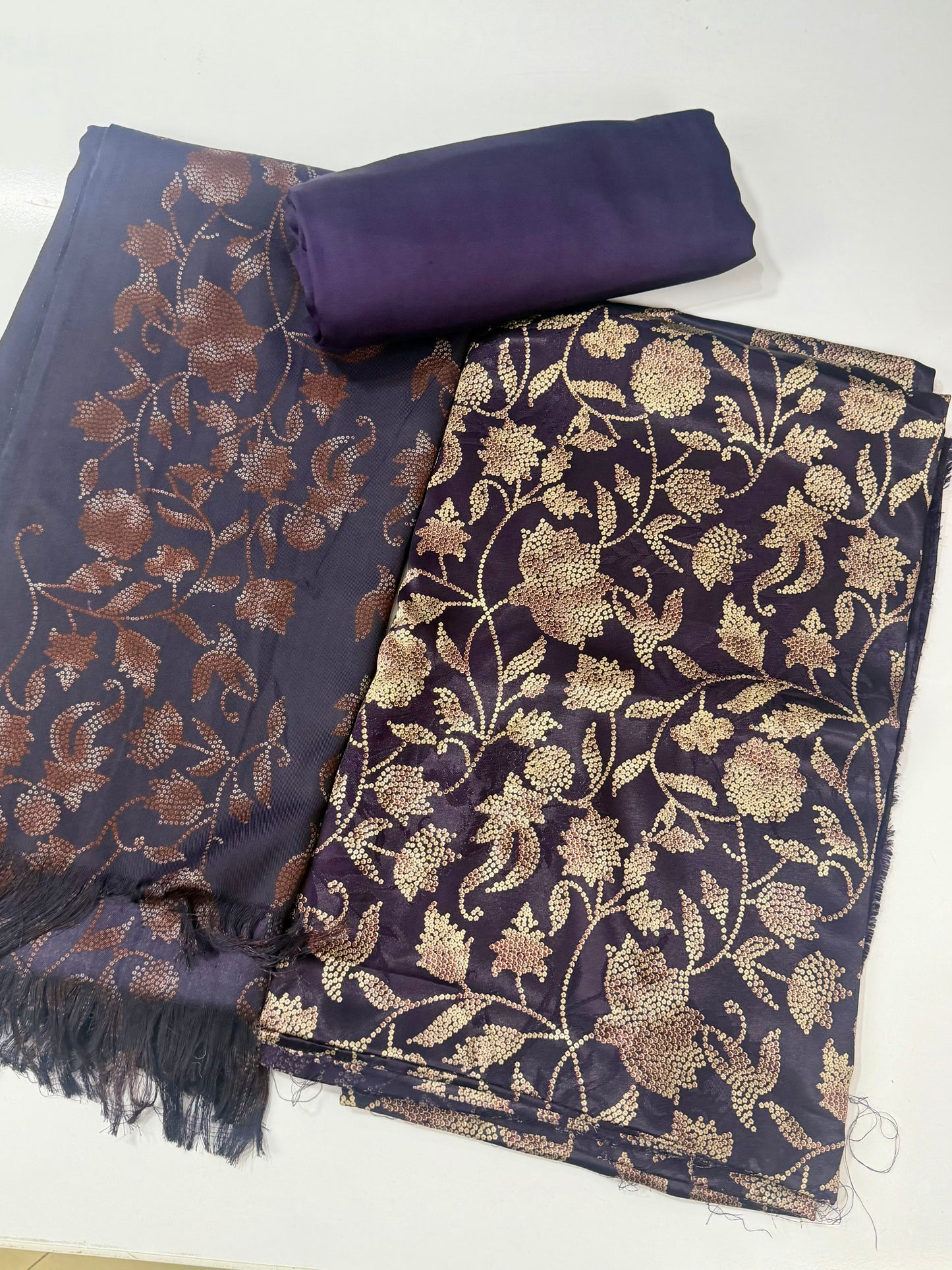 China Pati Suit With Wool Shawl | Pure China Pati Silk | Perfect Material Gift Article