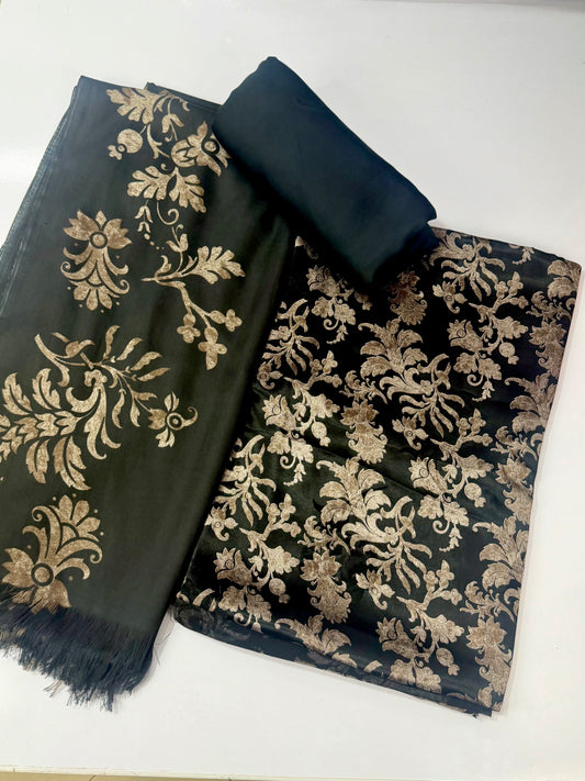 China Pati Suit With Wool Shawl | Pure China Pati Silk | Perfect Material Gift Article