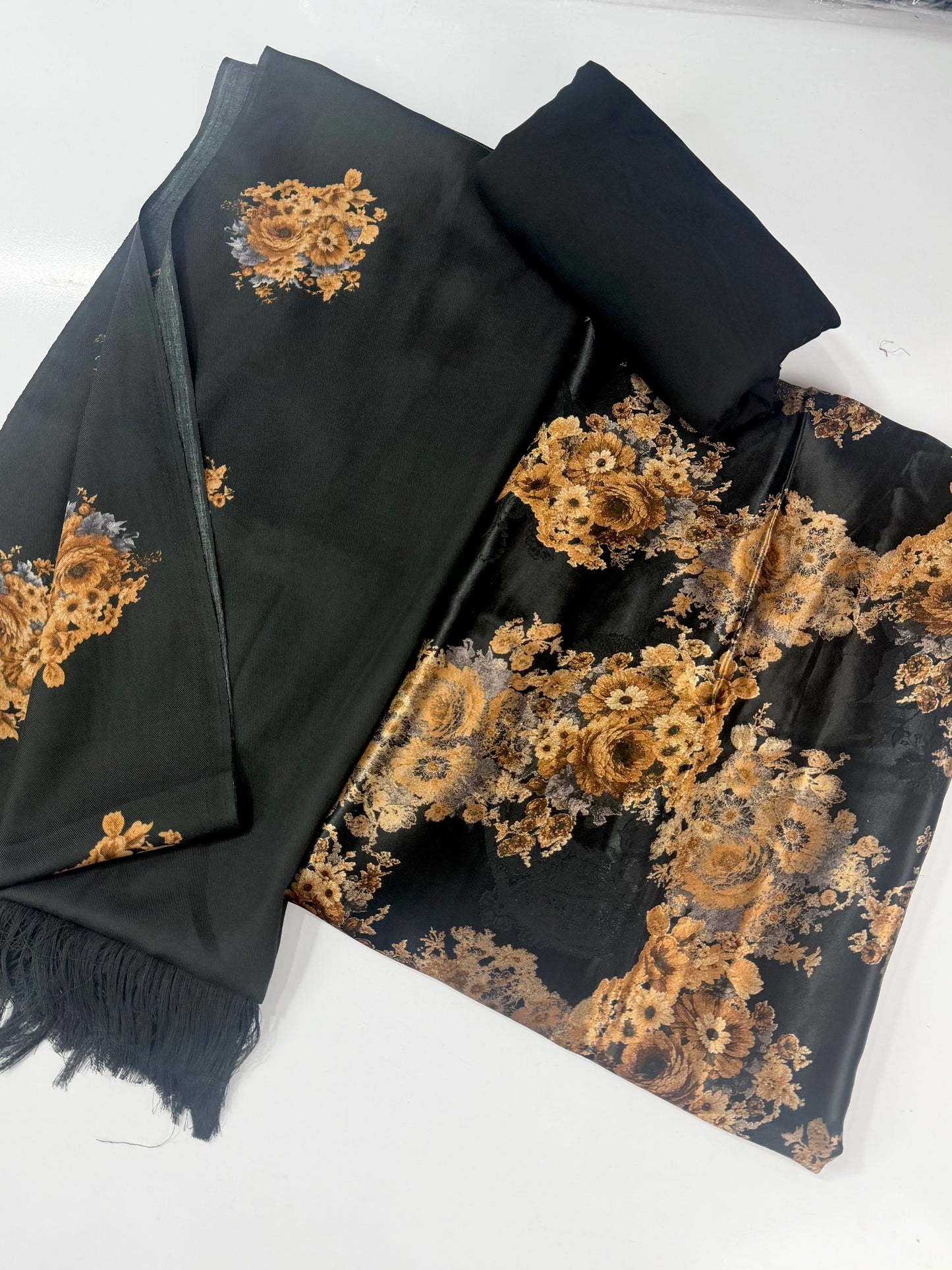 China Pati Suit With Wool Shawl | Pure China Pati Silk | Perfect Material Gift Article