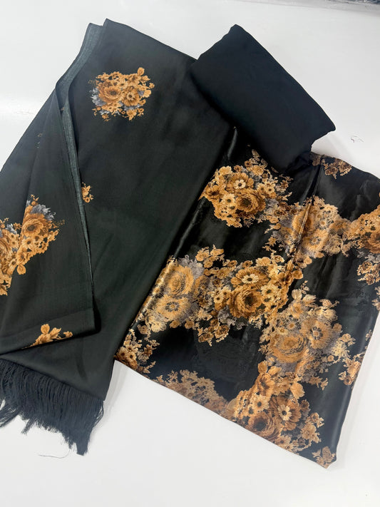 China Pati Suit With Wool Shawl | Pure China Pati Silk | Perfect Material Gift Article