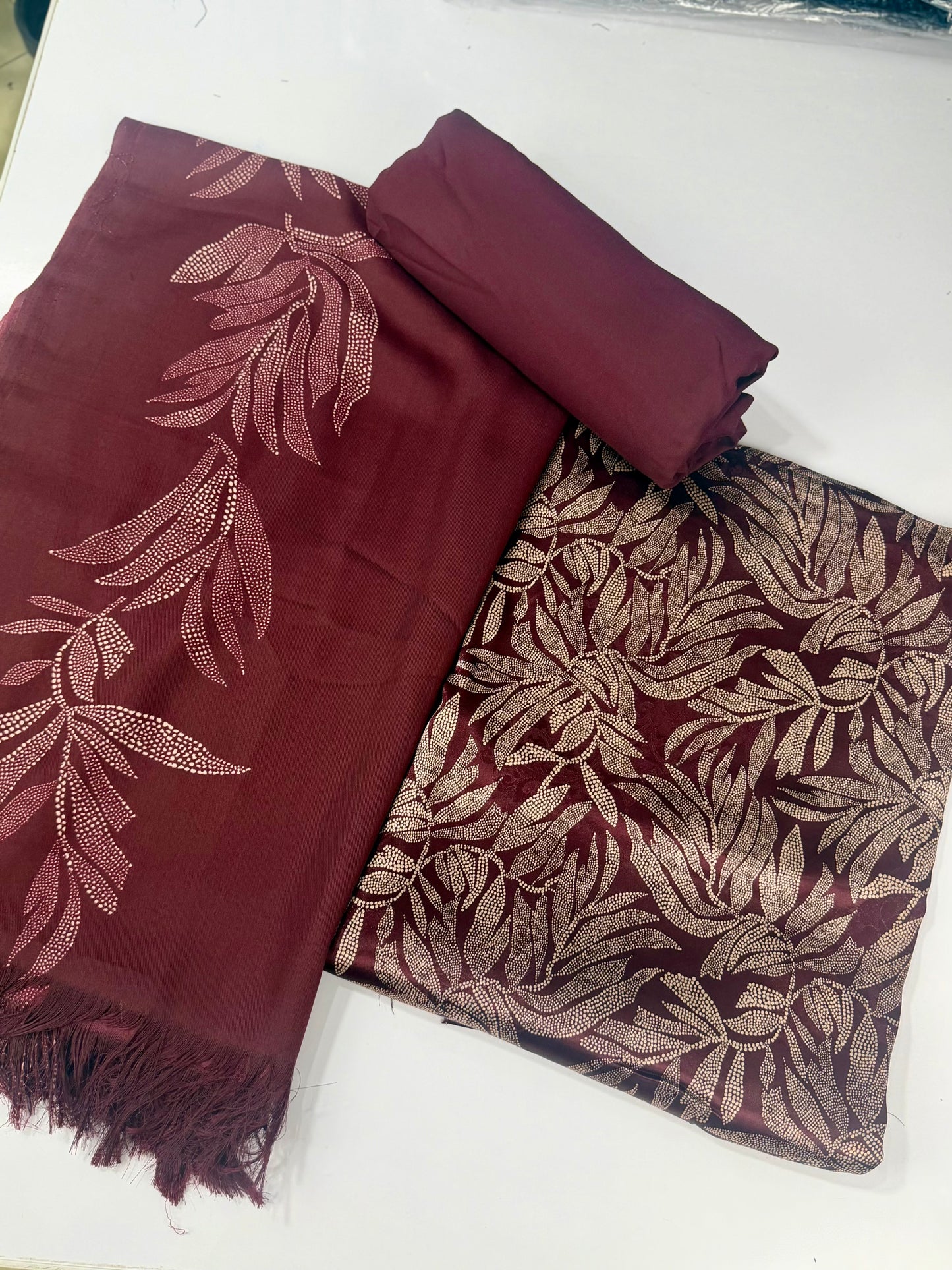 China Pati Suit With Wool Shawl | Pure China Pati Silk | Perfect Material Gift Article