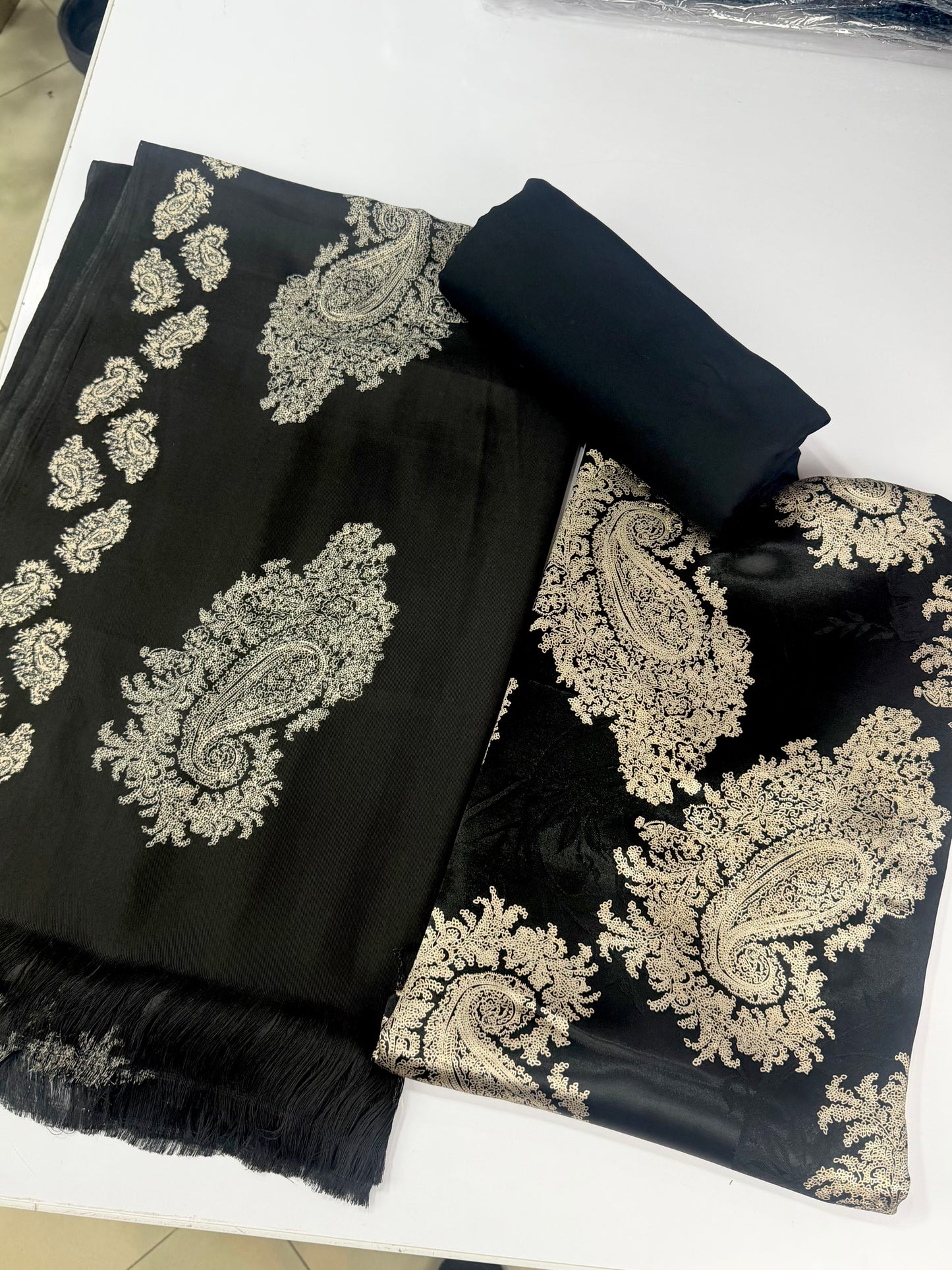 China Pati Suit With Wool Shawl | Pure China Pati Silk | Perfect Material Gift Article