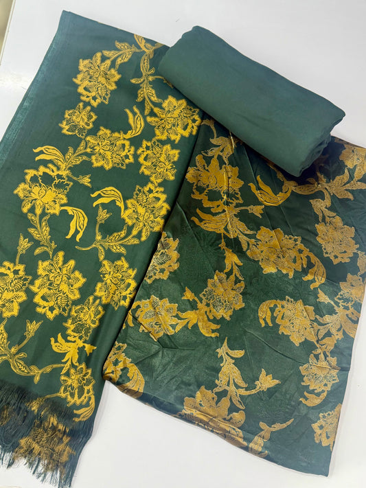 China Pati Suit With Wool Shawl | Pure China Pati Silk | Perfect Material Gift Article