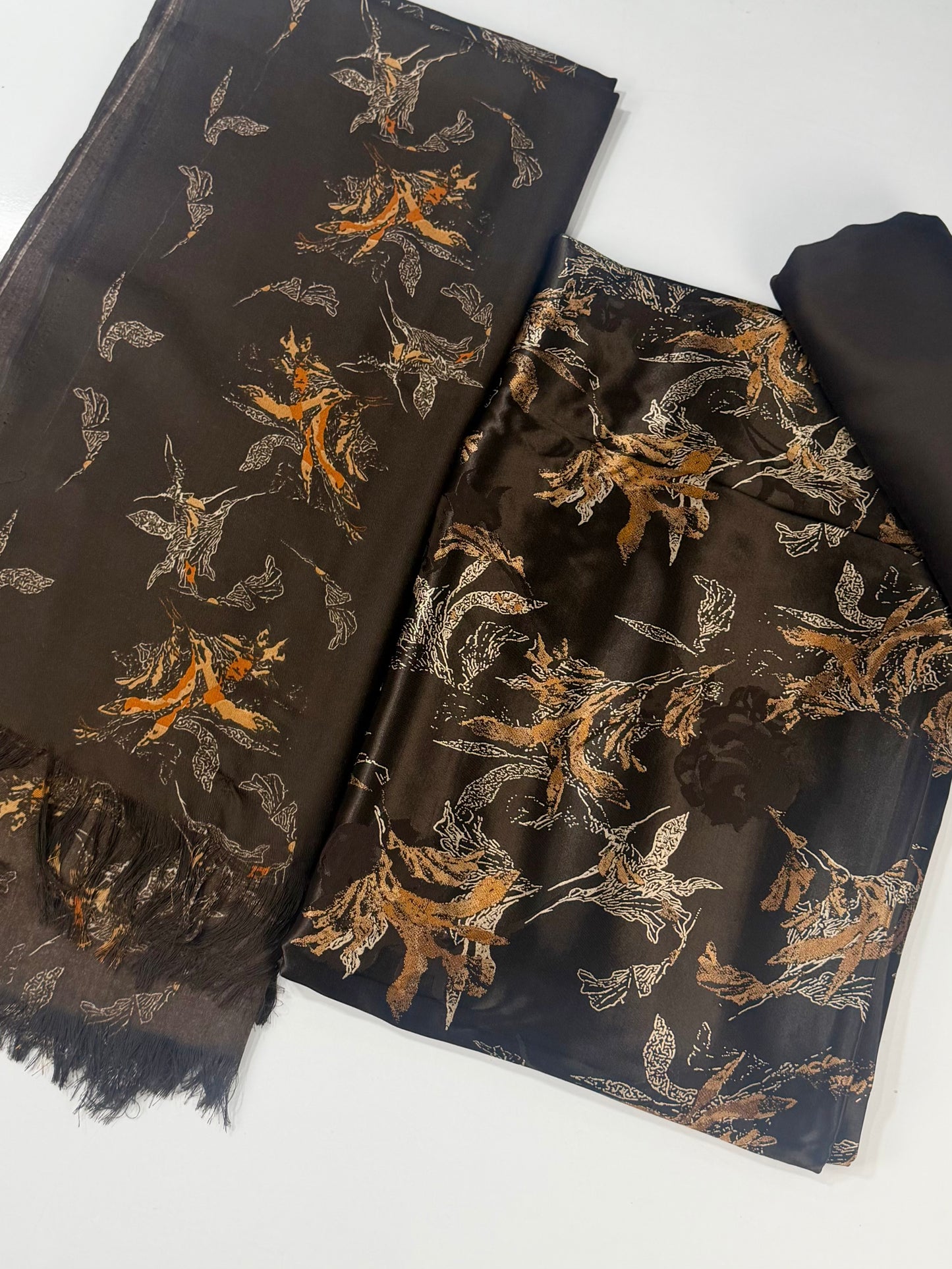 China Pati Suit With Wool Shawl | Pure China Pati Silk | Perfect Material Gift Article