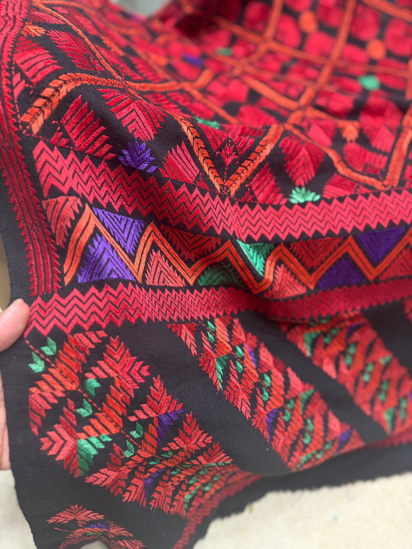 Phulkari Full Size Shawl | Handmade Khaddar Jaal Bagh Winter Shawl Perfect Gift