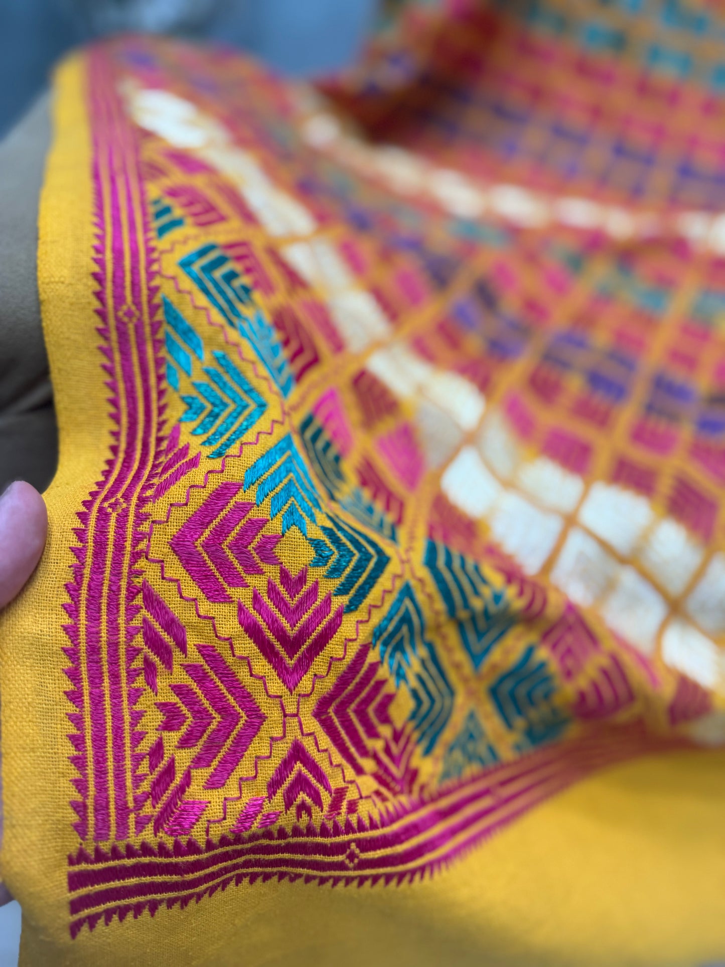 Phulkari Full Size Shawl | Handmade Khaddar Jaal Bagh Winter Shawl Perfect Gift