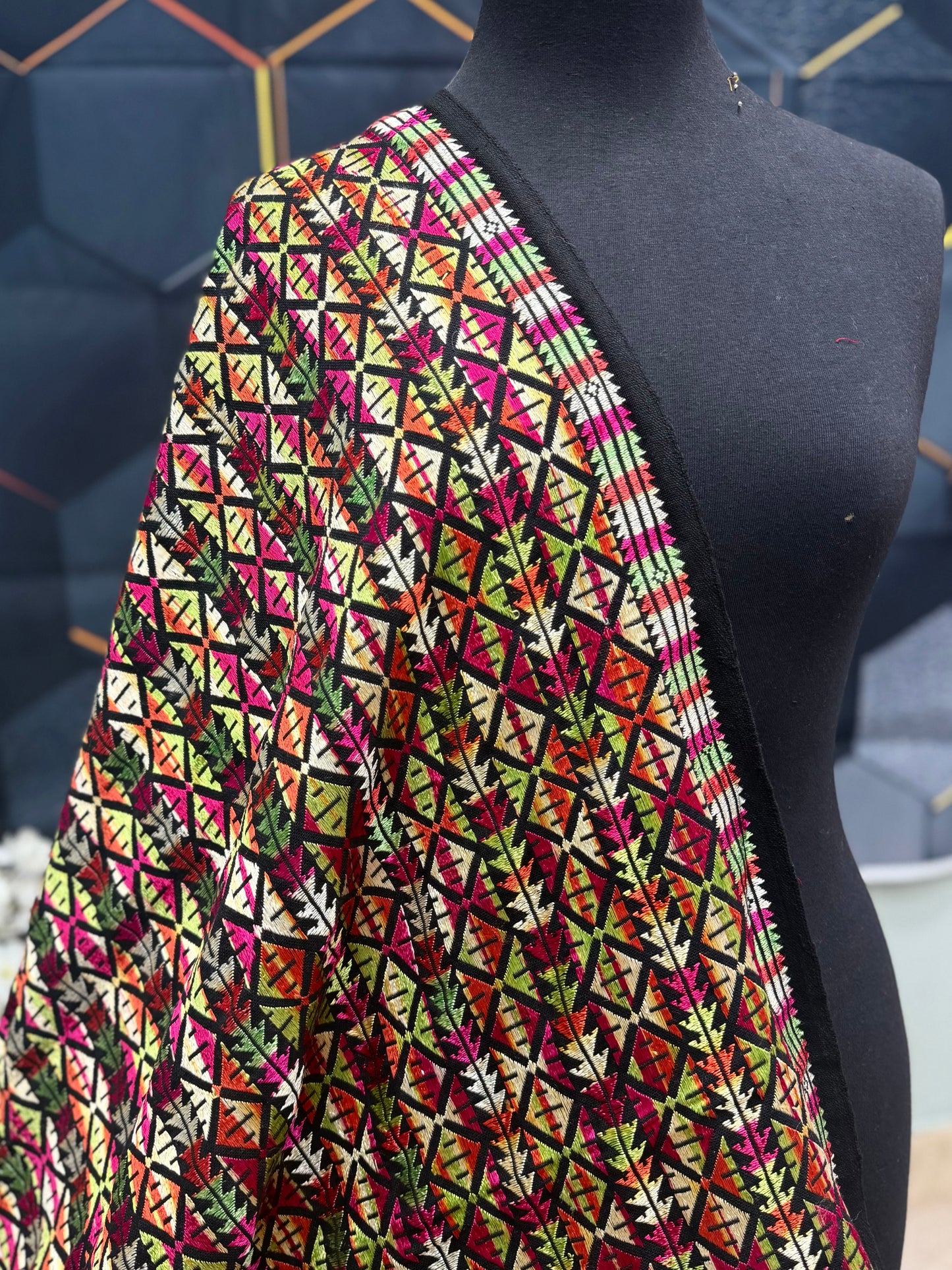 Phulkari Full Size Shawl | Handmade Khaddar Jaal Bagh Winter Shawl Perfect Gift