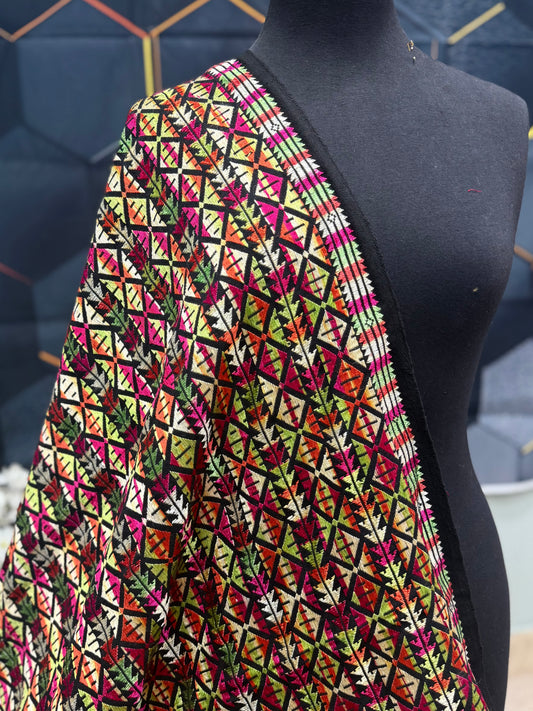 Phulkari Full Size Shawl | Handmade Khaddar Jaal Bagh Winter Shawl Perfect Gift