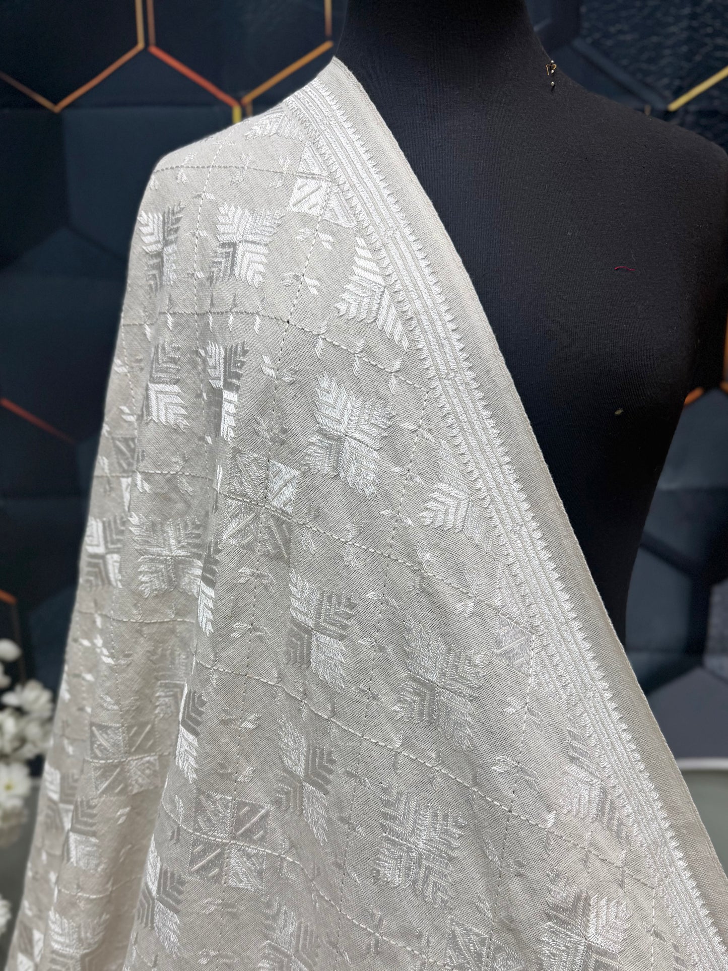 Phulkari Full Size Shawl | Handmade Khaddar Jaal Bagh Winter Shawl Perfect Gift