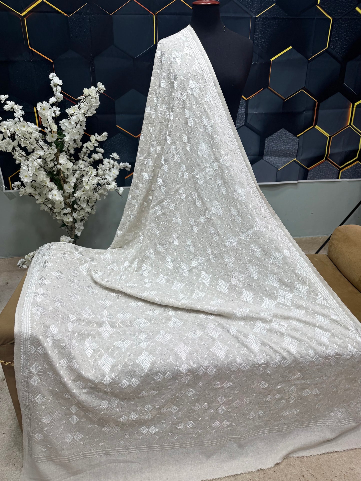 Phulkari Full Size Shawl | Handmade Khaddar Jaal Bagh Winter Shawl Perfect Gift