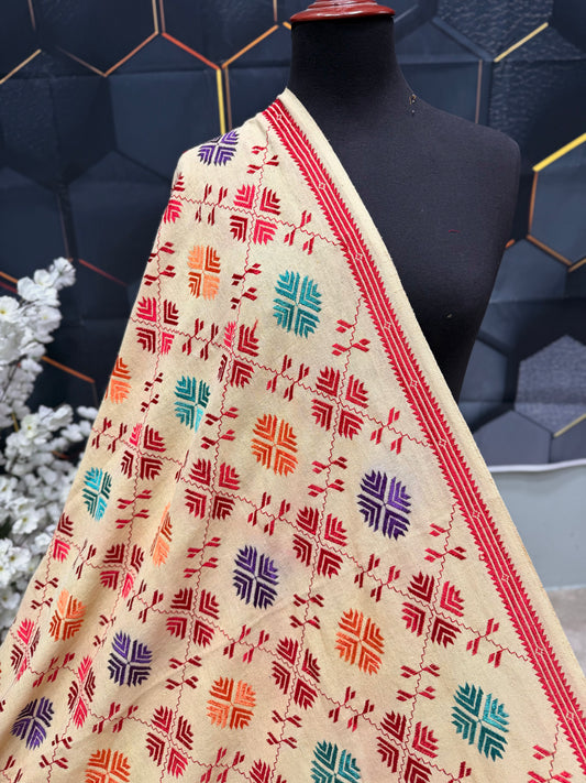 Phulkari Full Size Shawl | Handmade Khaddar Jaal Bagh Winter Shawl Perfect Gift