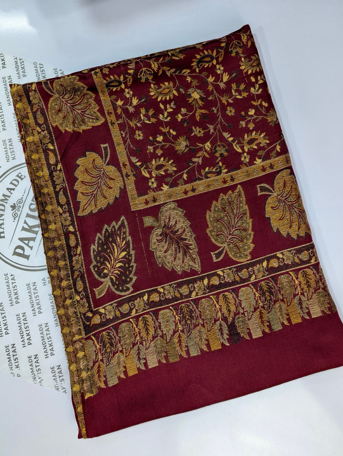 Pashmina Wool Kani Multi Color Shawl in Full Size  | Maroon