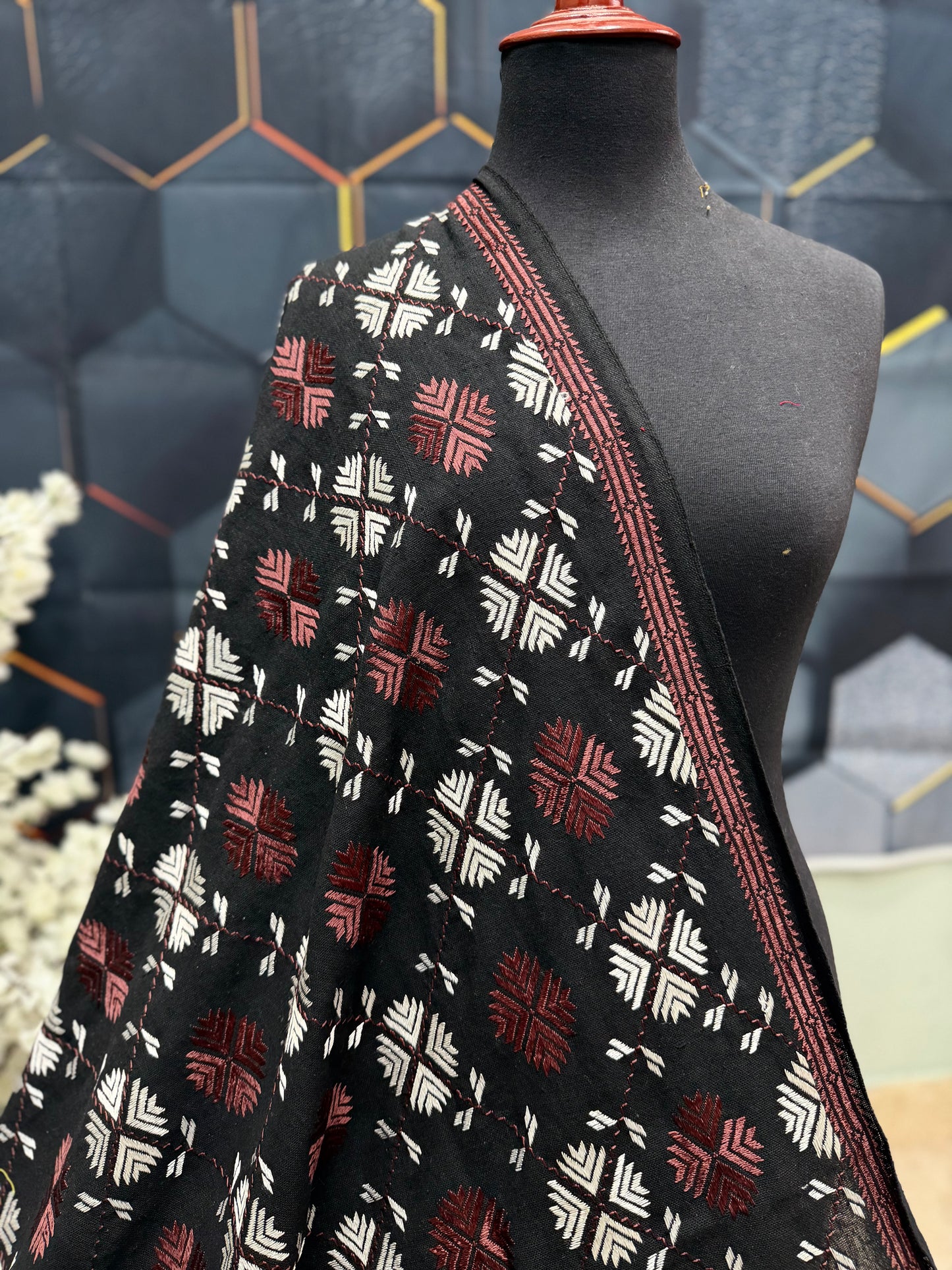 Phulkari Full Size Shawl | Handmade Khaddar Jaal Bagh Winter Shawl Perfect Gift