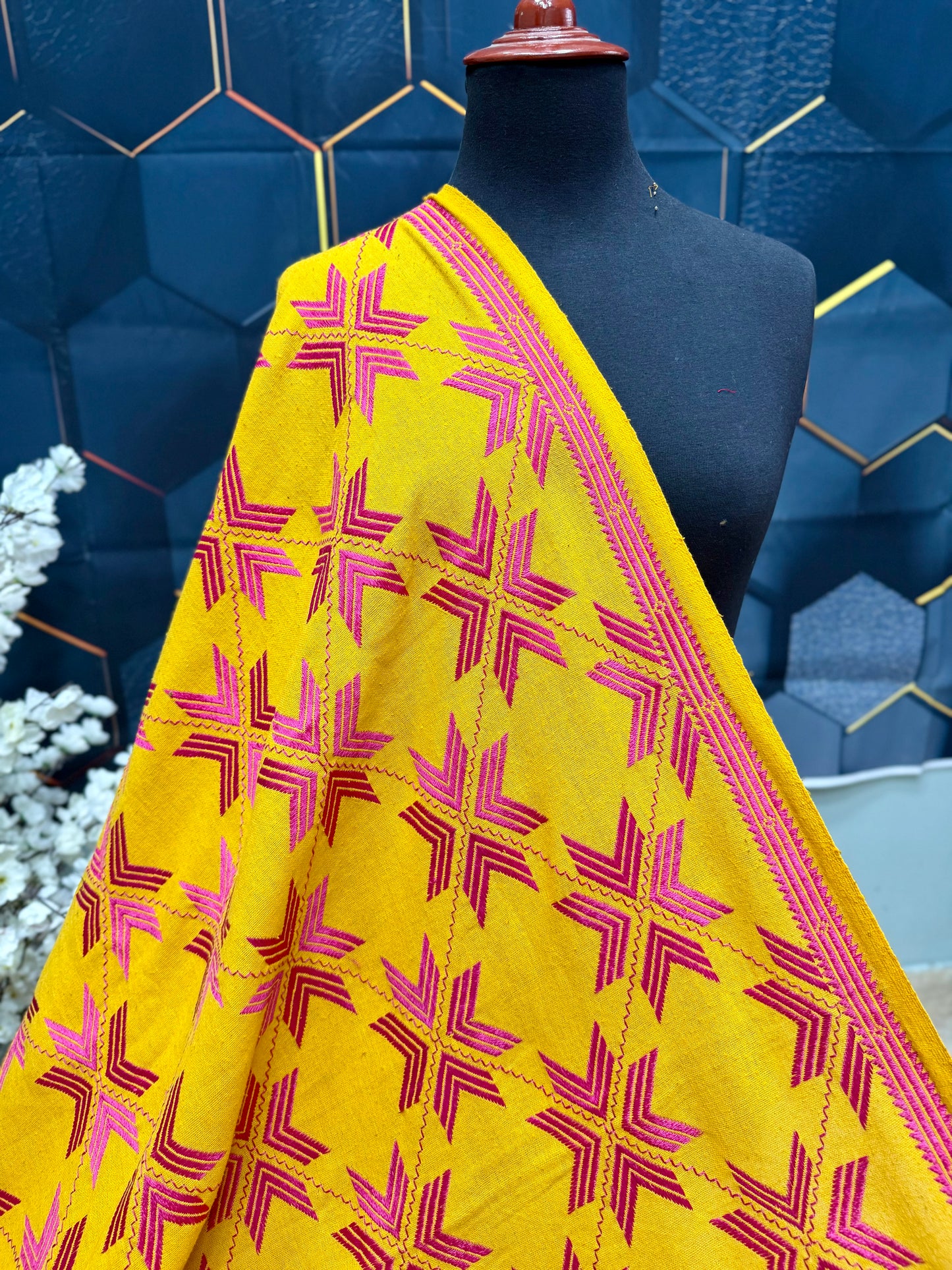 Phulkari Full Size Shawl | Handmade Khaddar Jaal Bagh Winter Shawl Perfect Gift