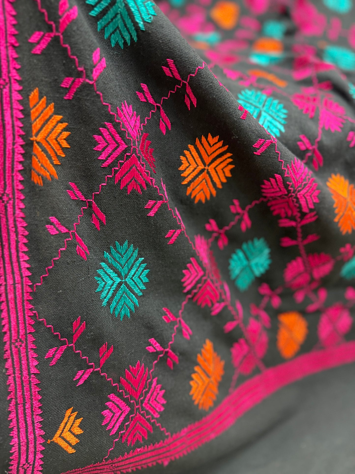 Phulkari Full Size Shawl | Handmade Khaddar Jaal Bagh Winter Shawl Perfect Gift