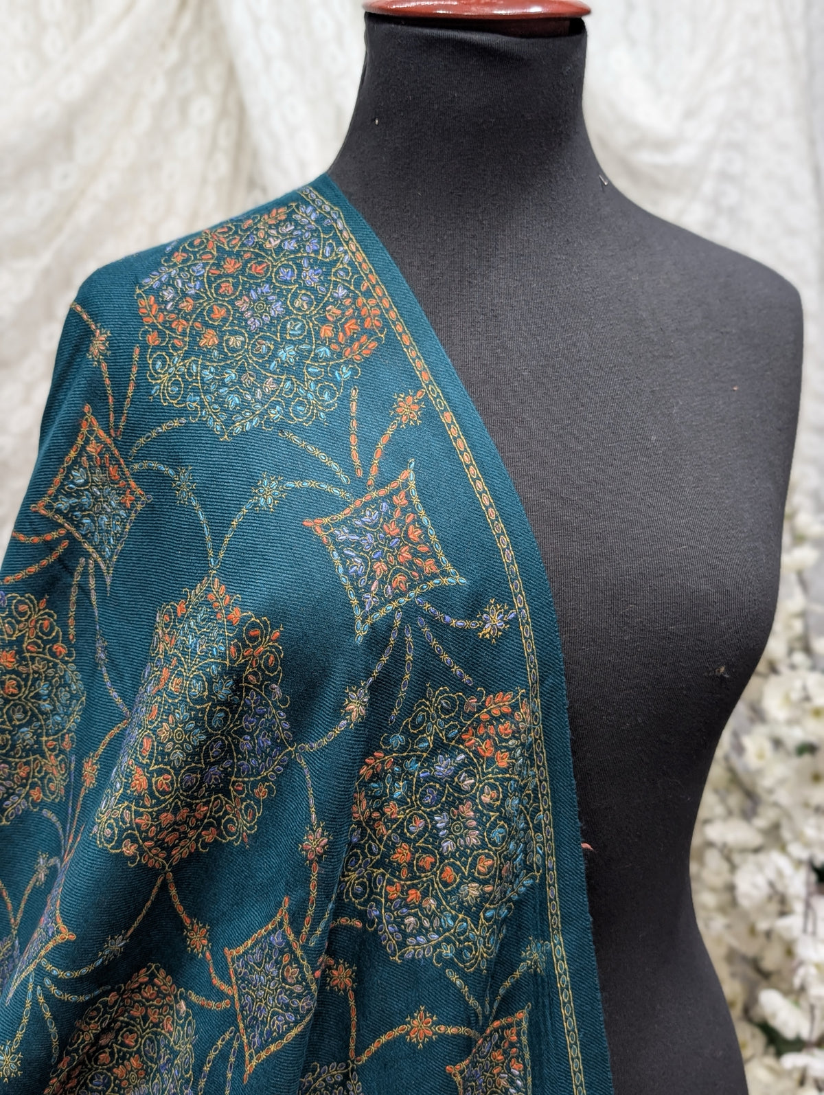 Pashmina Shawl | Hand Embroidery on Print Beautiful Shawl | Zinc