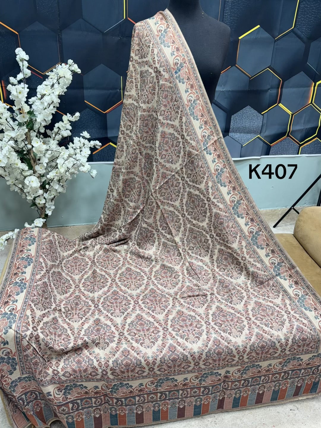 Pashmina Wool Kani Shawl in Full Size Multi Color | K407