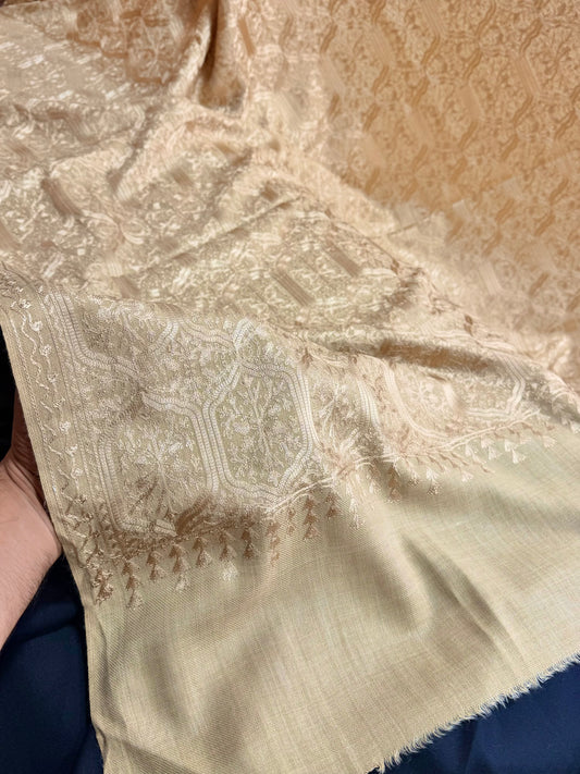 Pashmina Full Embroidered Shawl Nalki Jaal | Skin on Skin