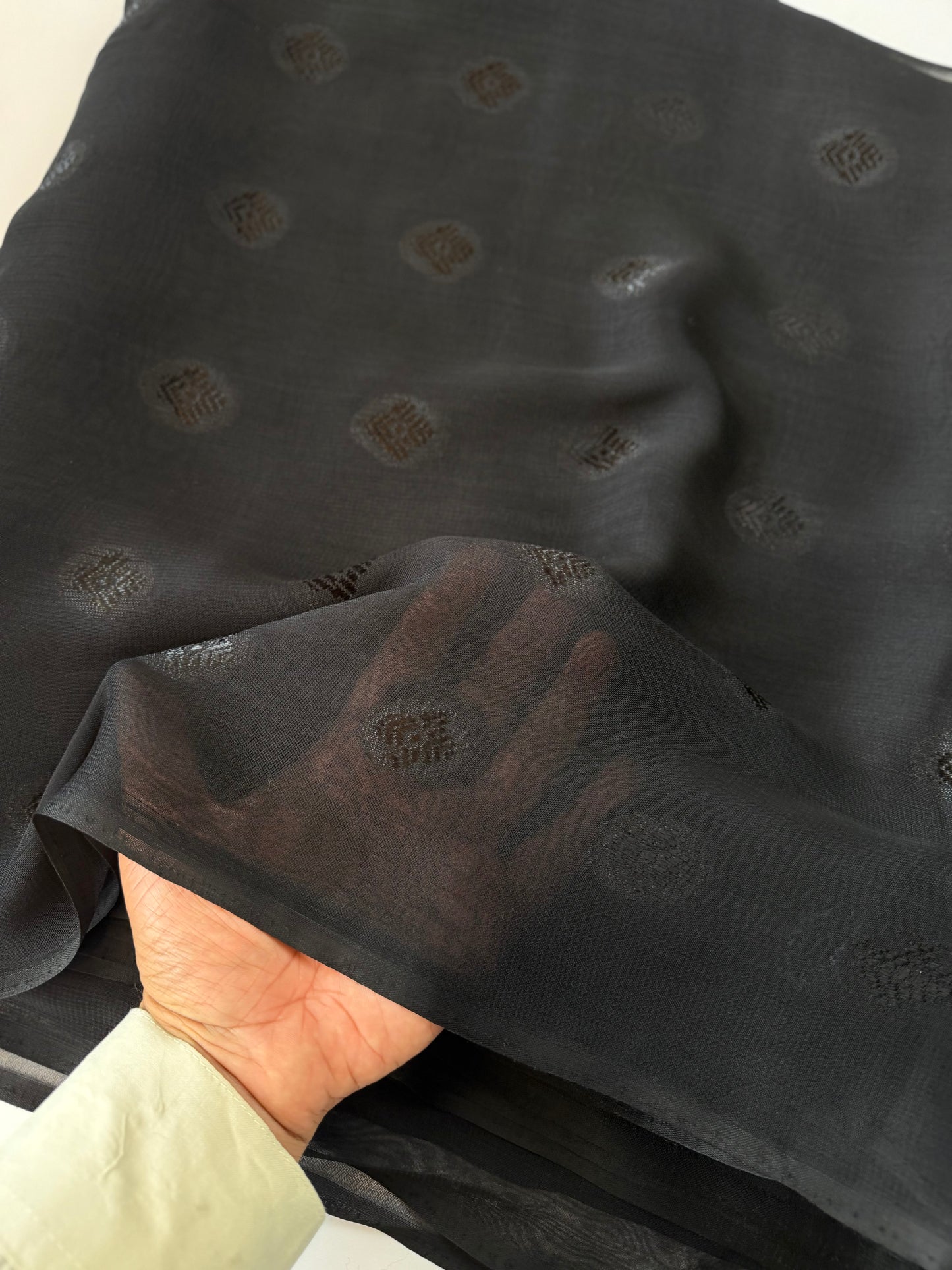 Black Chiffon Bindi Broshia Dupatta 2.75 Yards Full Size Dupatta