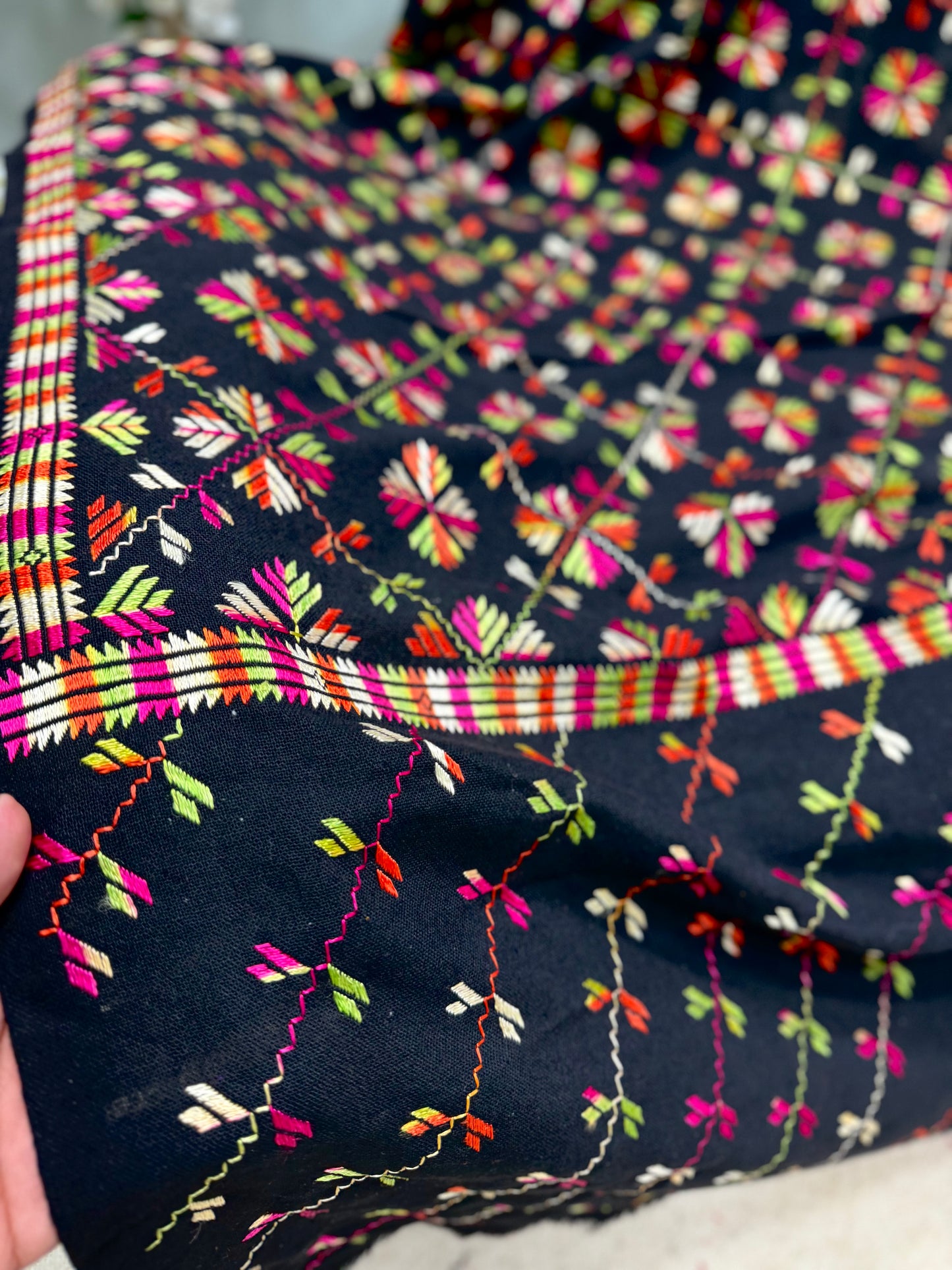 Phulkari Full Size Shawl | Handmade Khaddar Jaal Bagh Winter Shawl Perfect Gift
