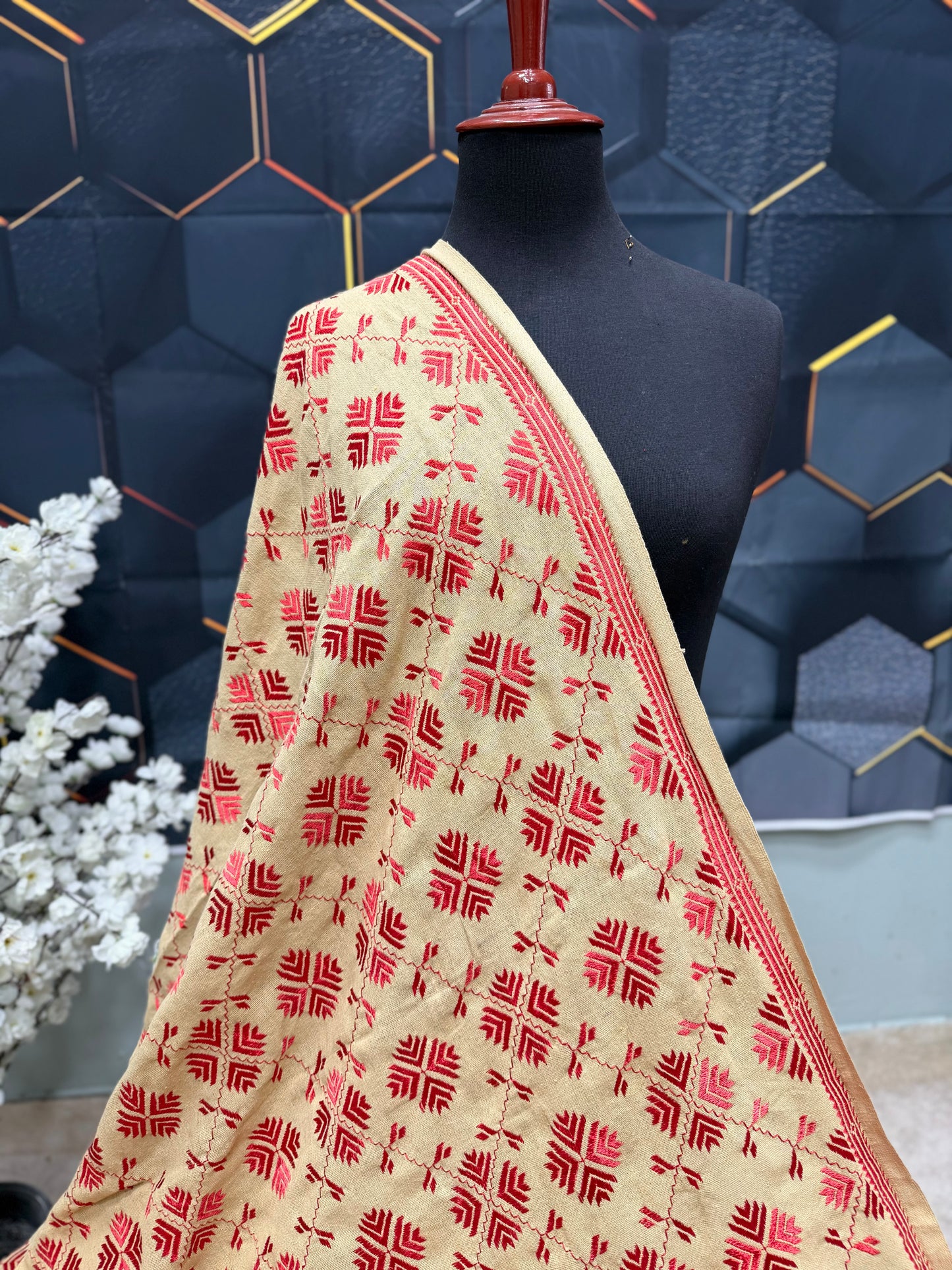 Phulkari Full Size Shawl | Handmade Khaddar Jaal Bagh Winter Shawl Perfect Gift