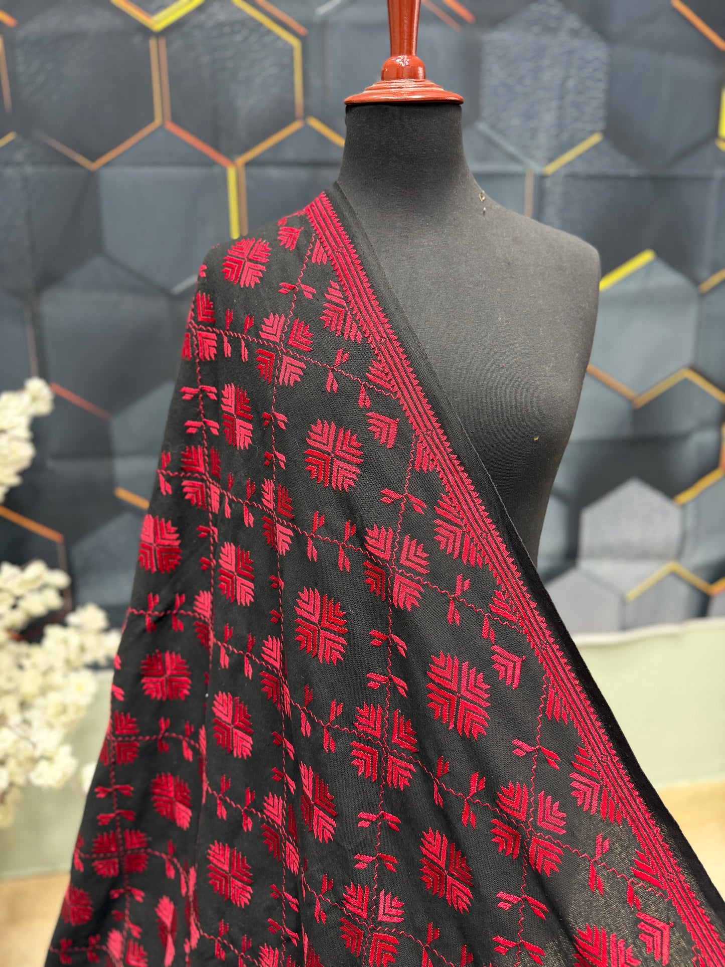 Phulkari Full Size Shawl | Handmade Khaddar Jaal Bagh Winter Shawl Perfect Gift