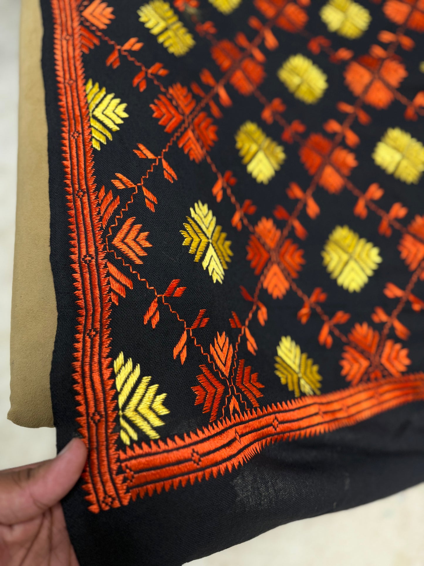 Phulkari Full Size Shawl | Handmade Khaddar Jaal Bagh Winter Shawl Perfect Gift