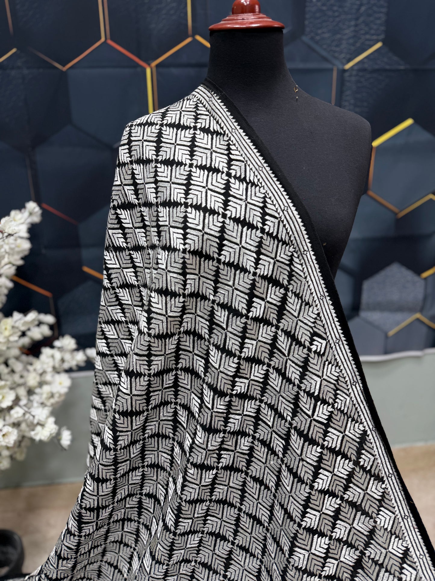 Phulkari Full Size Shawl | Handmade Khaddar Jaal Bagh Winter Shawl Perfect Gift