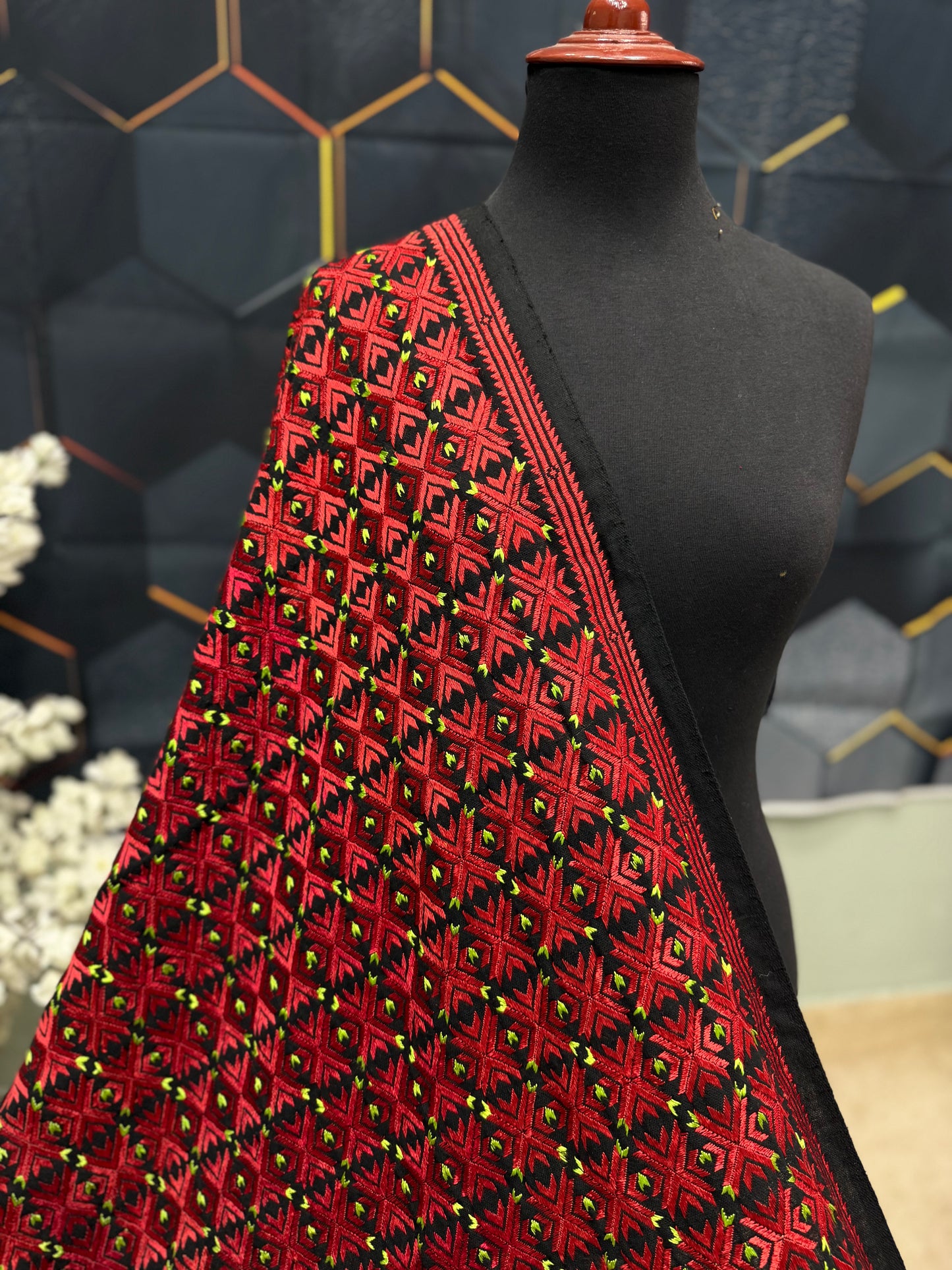 Phulkari Full Size Shawl | Handmade Khaddar Jaal Bagh Winter Shawl Perfect Gift