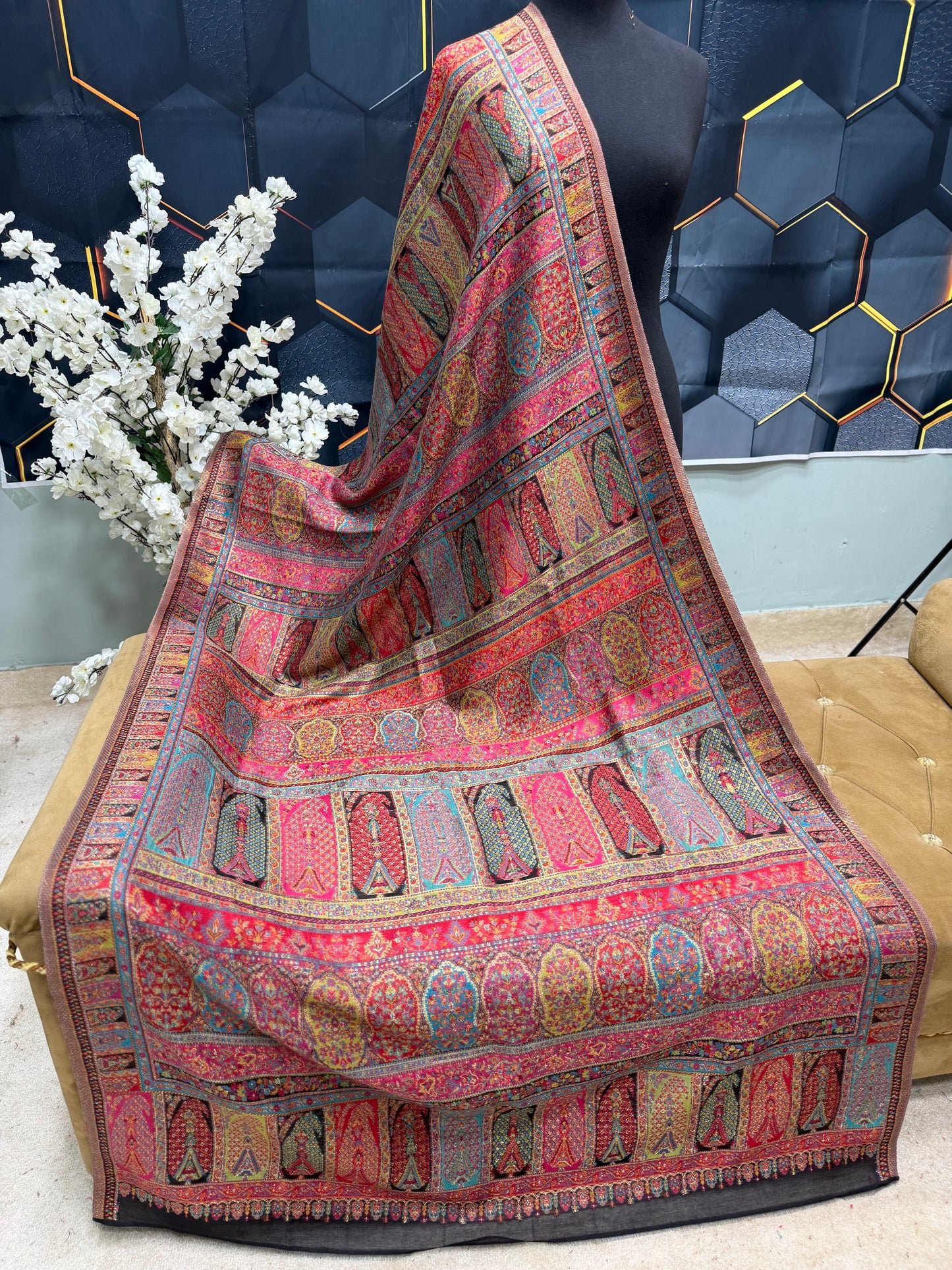 Luxury Kani Silk Shawl, Wedding Wrap Perfect Gift Made in Kashmir