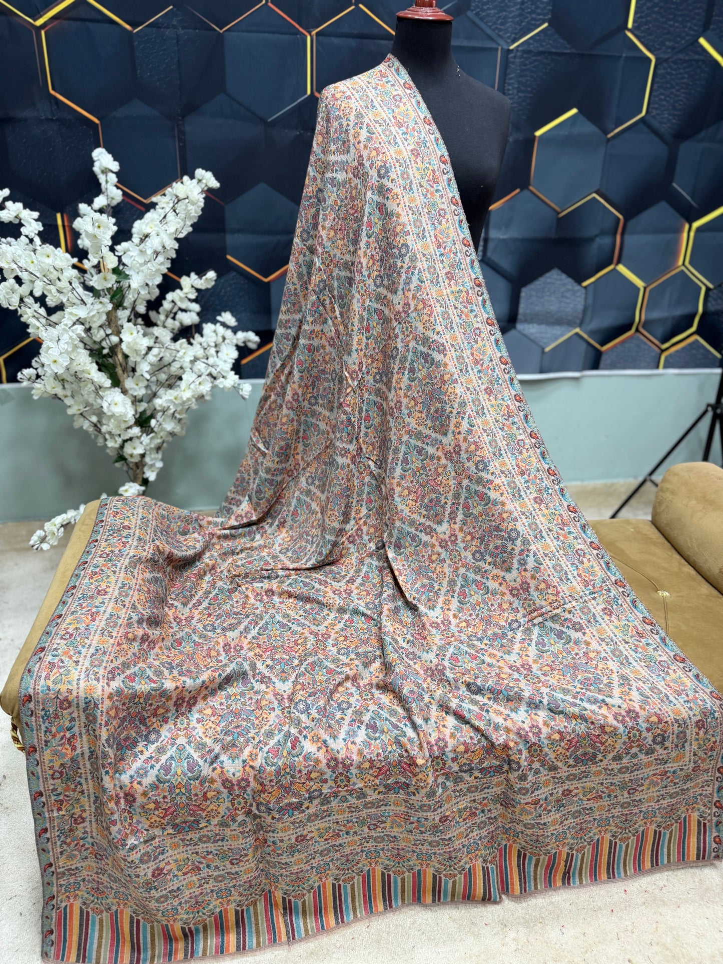 Kani Toosh Shawl Weaved Jamawar Shawl Made in Kashmir Full Size Shawl Perfect Gift
