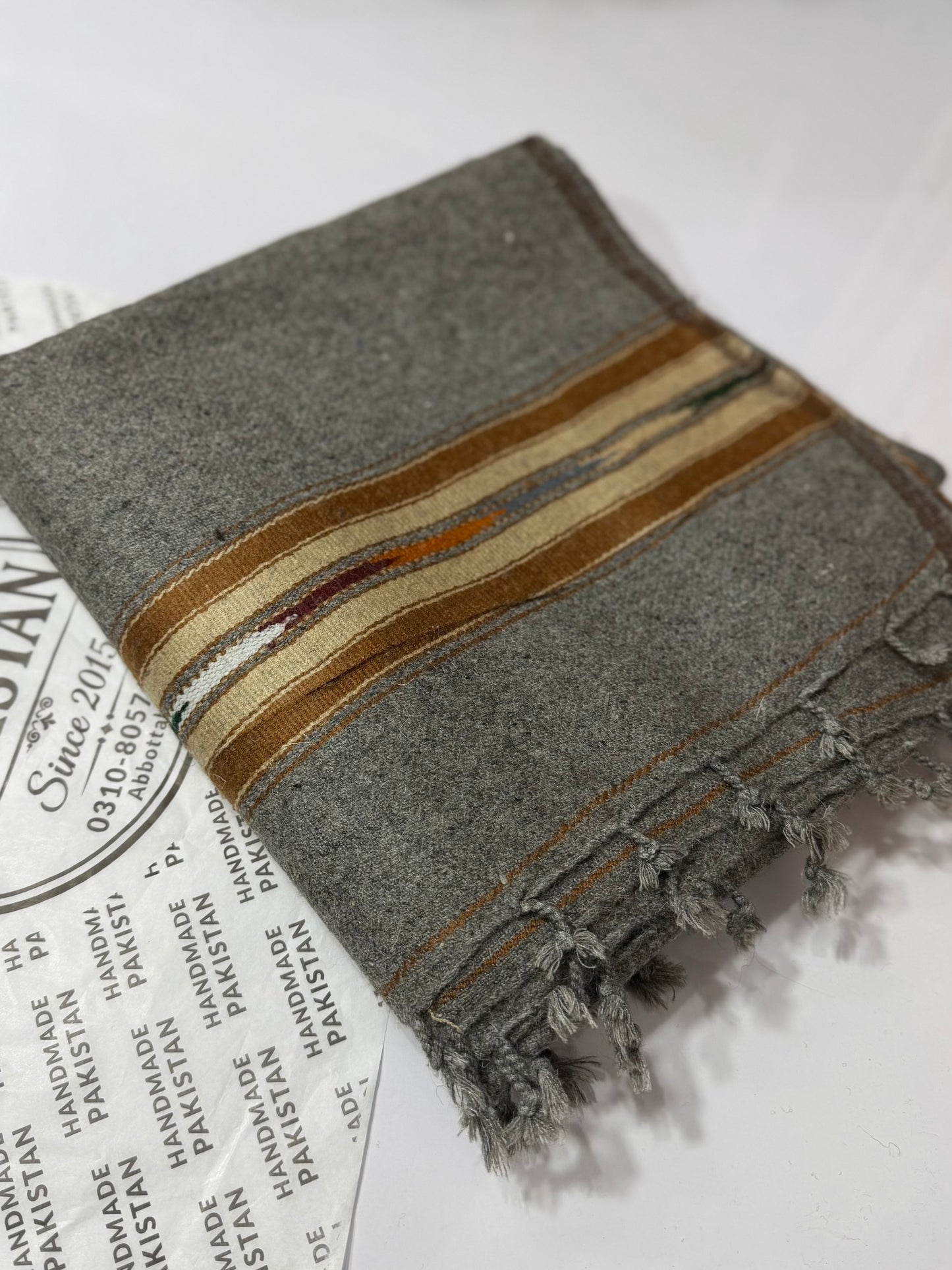 Gents Shawl Thick Wool | Pure, Fine and Soft Wool Islampur Swat Khaddi Made Shawl Perfect Gift | Grey