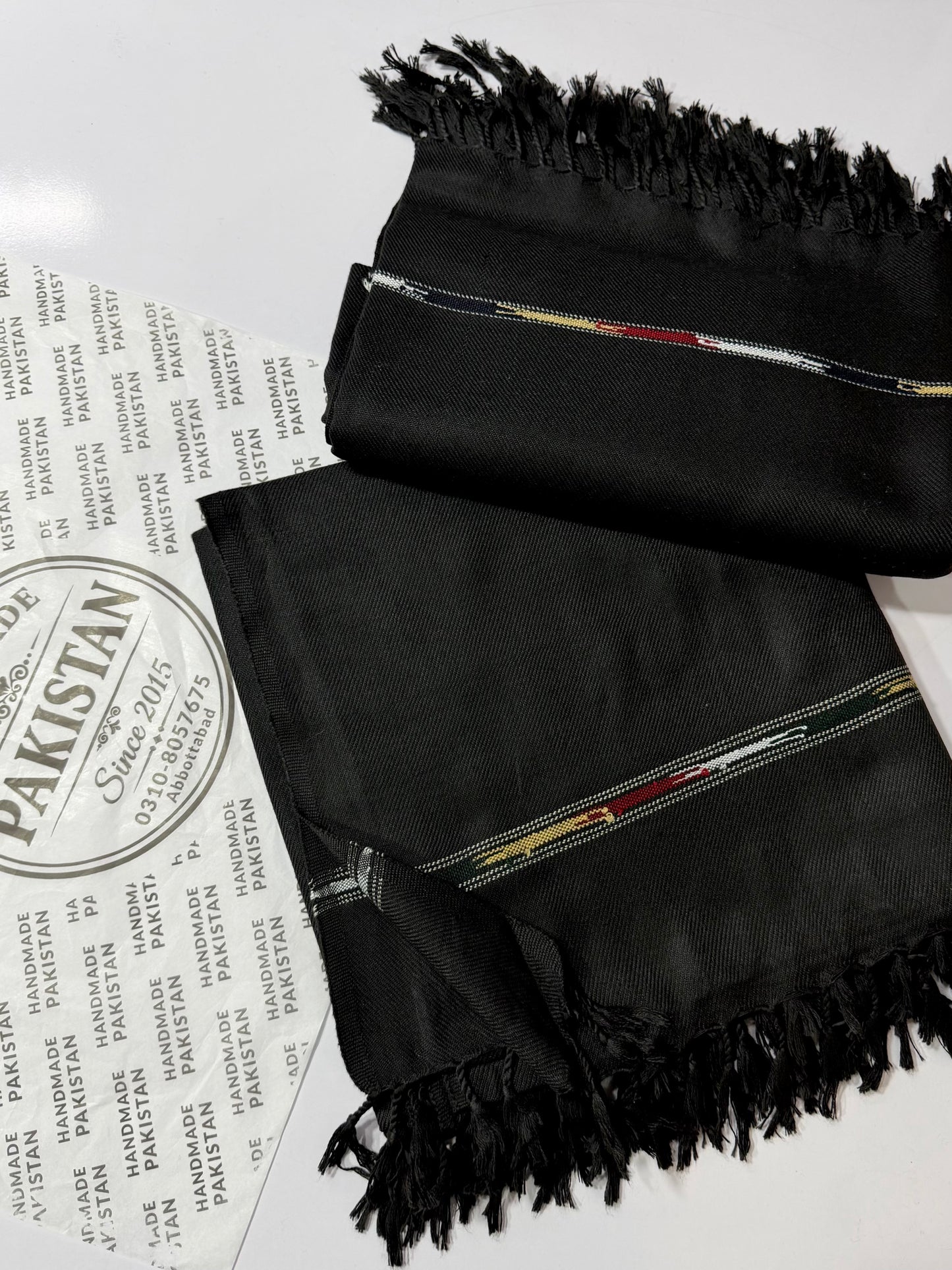 Gents Shawl | Acrylic Fine and Soft Wool Khaddi Made Shawl | Jet Black