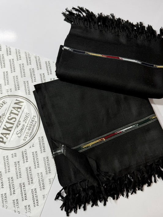 Gents Shawl | Acrylic Fine and Soft Wool Khaddi Made Shawl | Jet Black