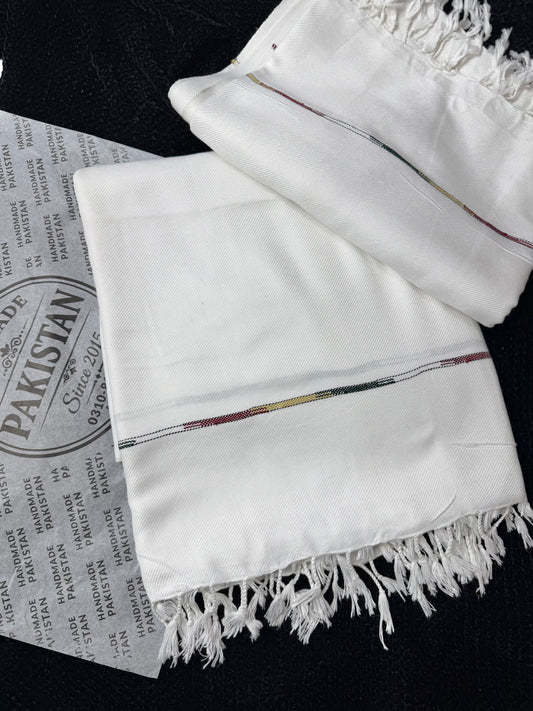 Gents Shawl | Acrylic Fine and Soft Wool Khaddi Made Shawl | White