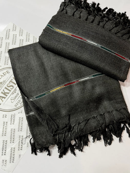 Gents Shawl | Acrylic Fine and Soft Wool Khaddi Made Shawl | Charcoal Grey