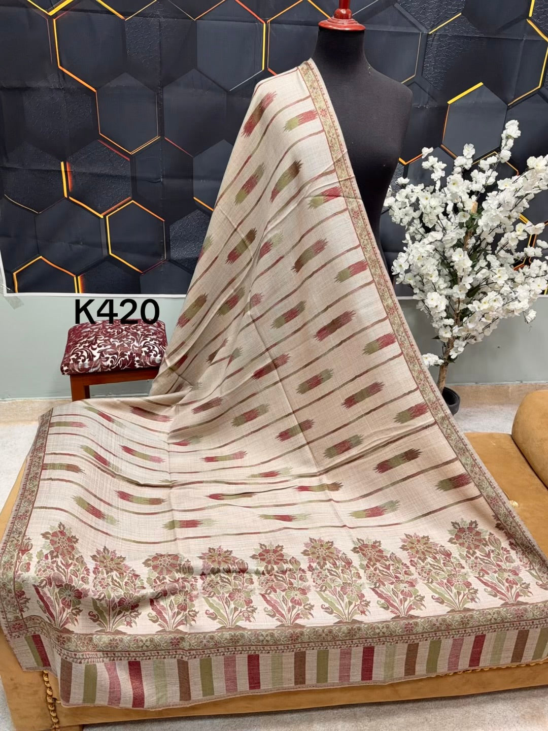 Pashmina Wool Kani Shawl in Full Size Multi Color | K420