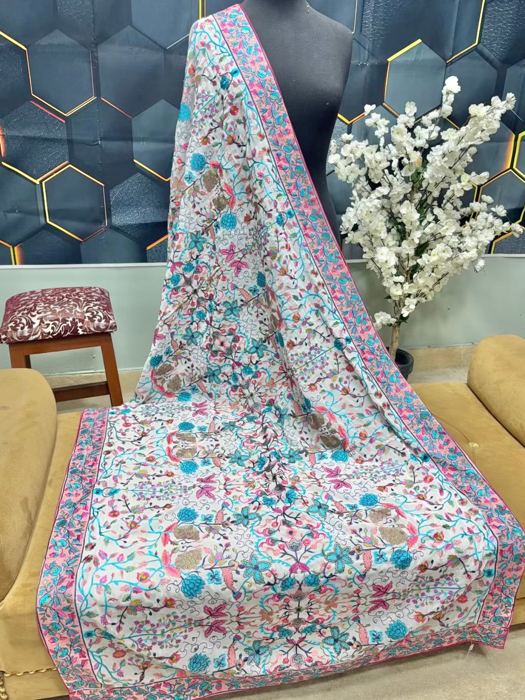3 Piece Lawn Kani Suit With Same Lawn Dupatta | Pink