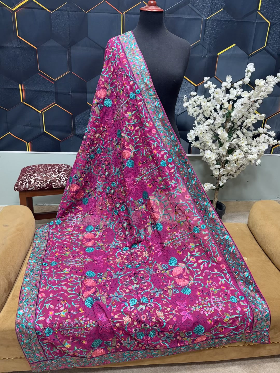 3 Piece Lawn Kani Suit With Same Lawn Dupatta | Pink