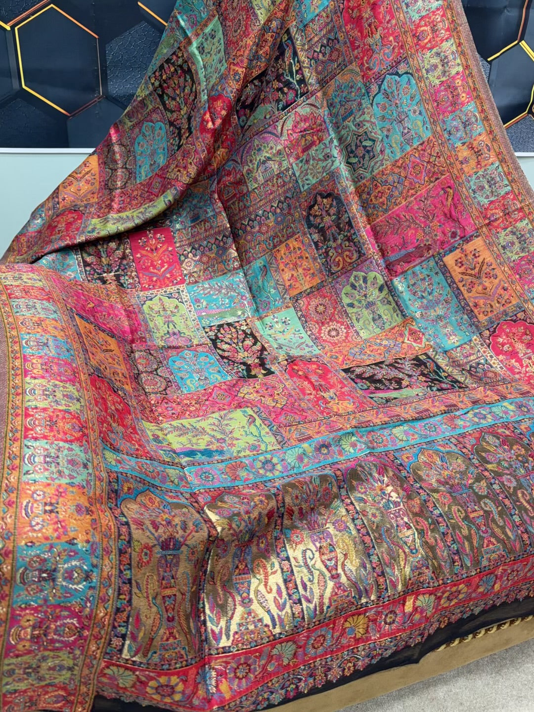 Luxury Kani Silk Shawl, Wedding Wrap Perfect Gift Made in Kashmir