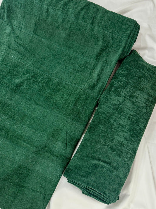 Allover Marina Khaddi Made Velvet Lining Suit | 3 Piece Suit With Shawl Perfect Gift | Dark Green