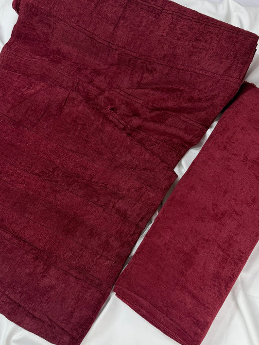 Allover Marina Khaddi Made Velvet Lining Suit | 3 Piece Suit With Shawl Perfect Gift | Maroon
