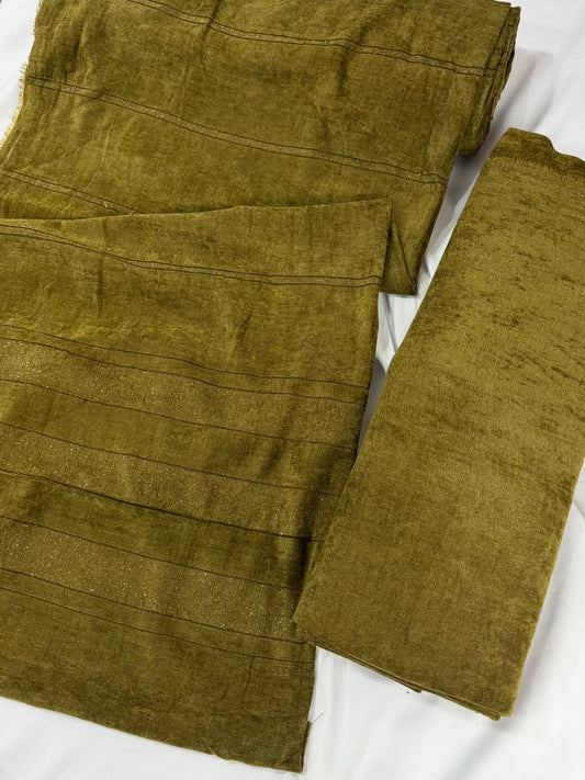 Allover Marina Khaddi Made Velvet Lining Suit | 3 Piece Suit With Shawl Perfect Gift | Mehndi Green